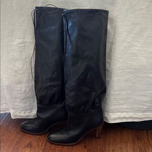 Gucci Black Leather Knee-High Boots